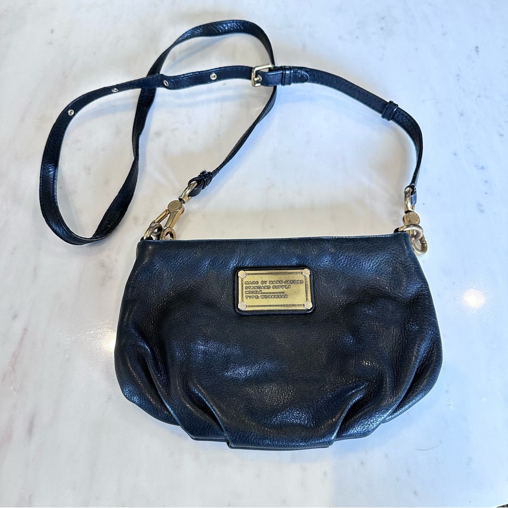 Marc by Marc Jacobs Classic Q Percy Black Pebble Leather Crossbody Mini Handbag